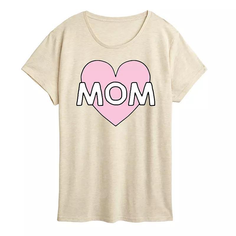 Women's Mom Heart Graphic Tee, Size: Medium, Grey Gray Product Image