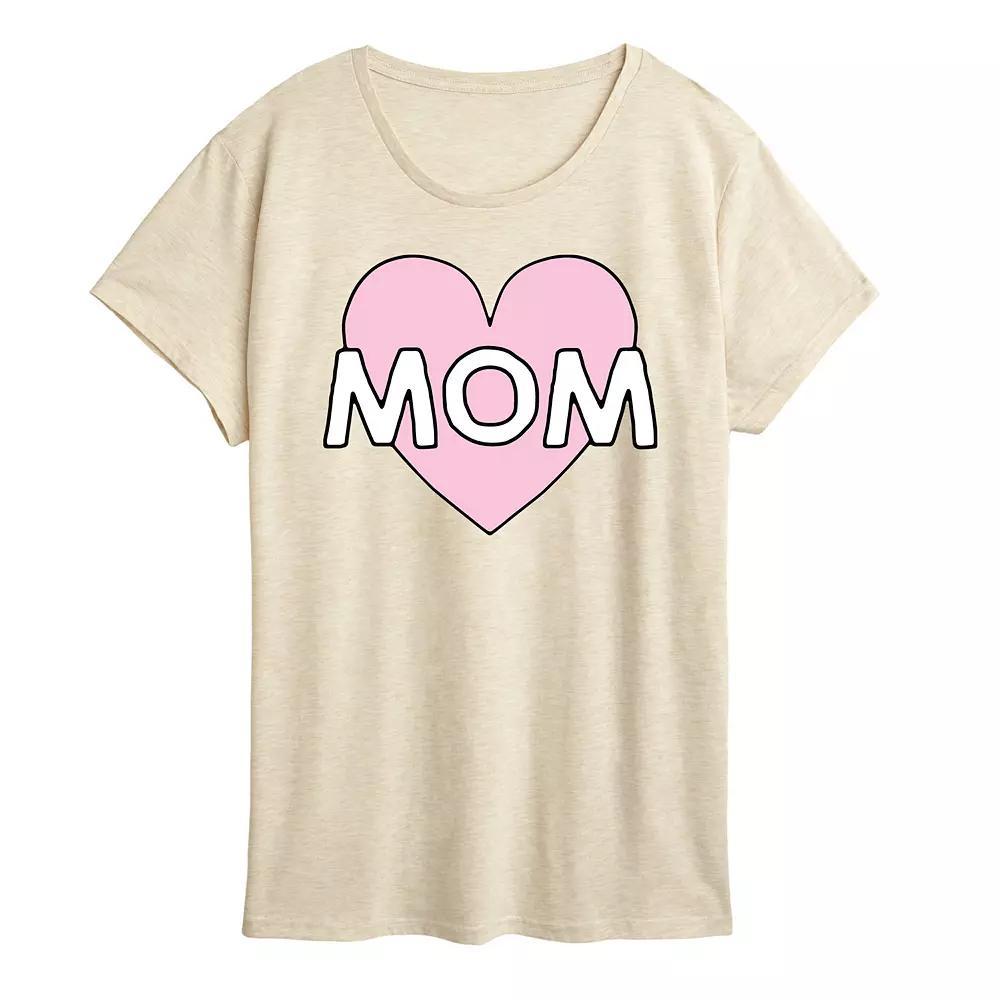 Women's Mom Heart Graphic Tee, Size: Medium, Grey Gray Product Image