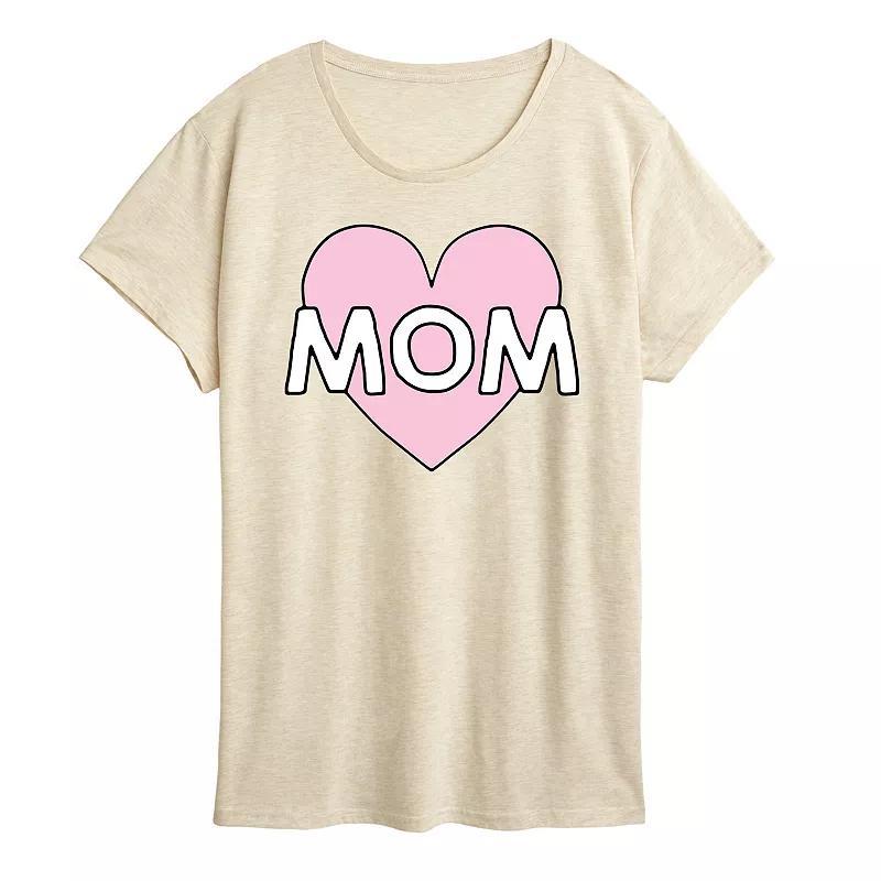 Women's Mom Heart Graphic Tee, Size: Medium, Grey Gray Product Image