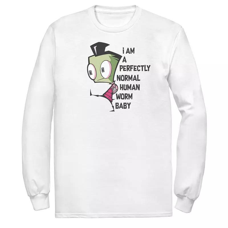 Men's Nickelodeon Invader Zim And Gir Watercolor Portrait Logo Long Sleeve Graphic Tee, Size: Small, White Product Image