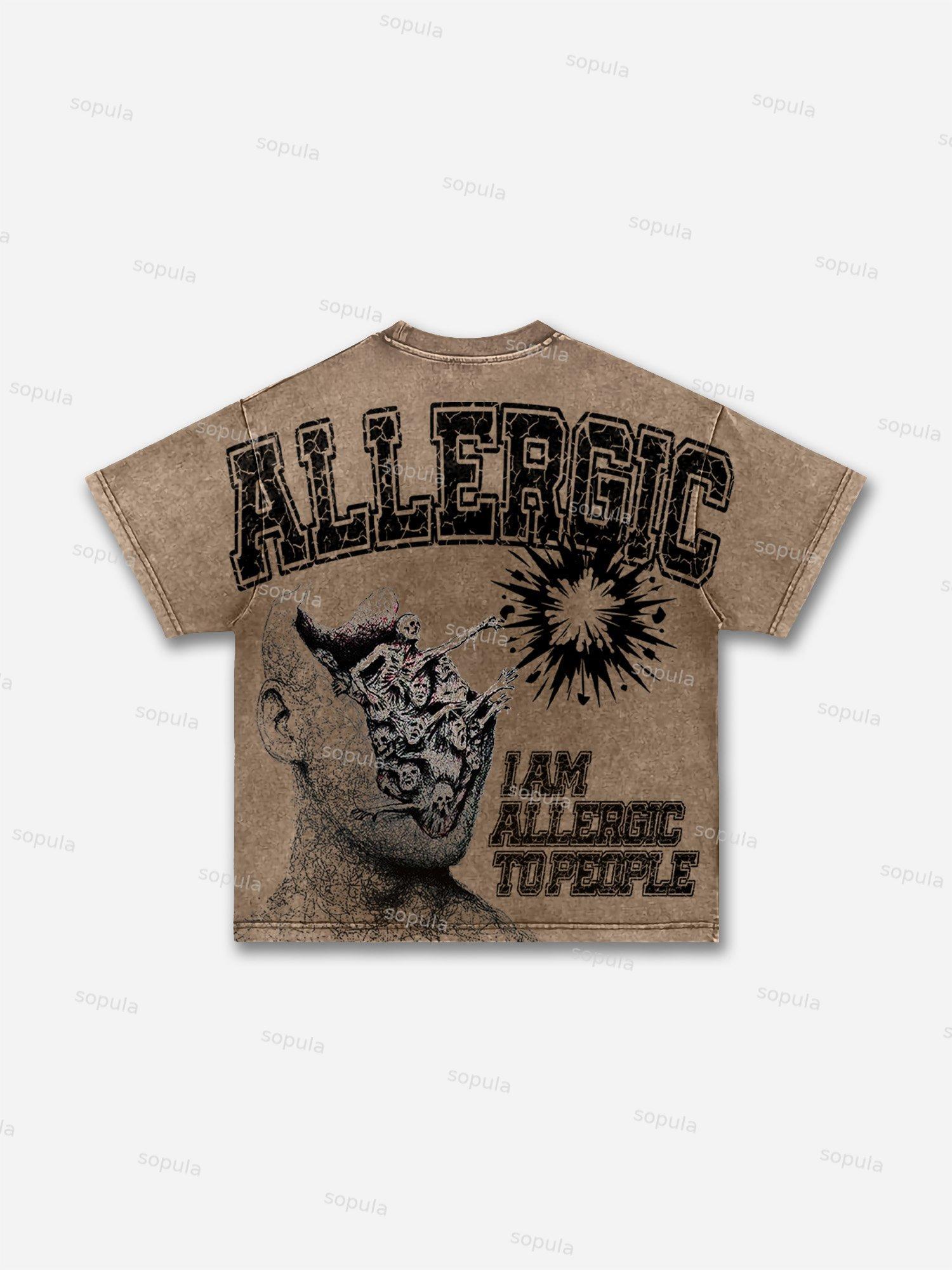 Men's I Am Allergic to People Graphic Vintage Wash T-Shirt Product Image