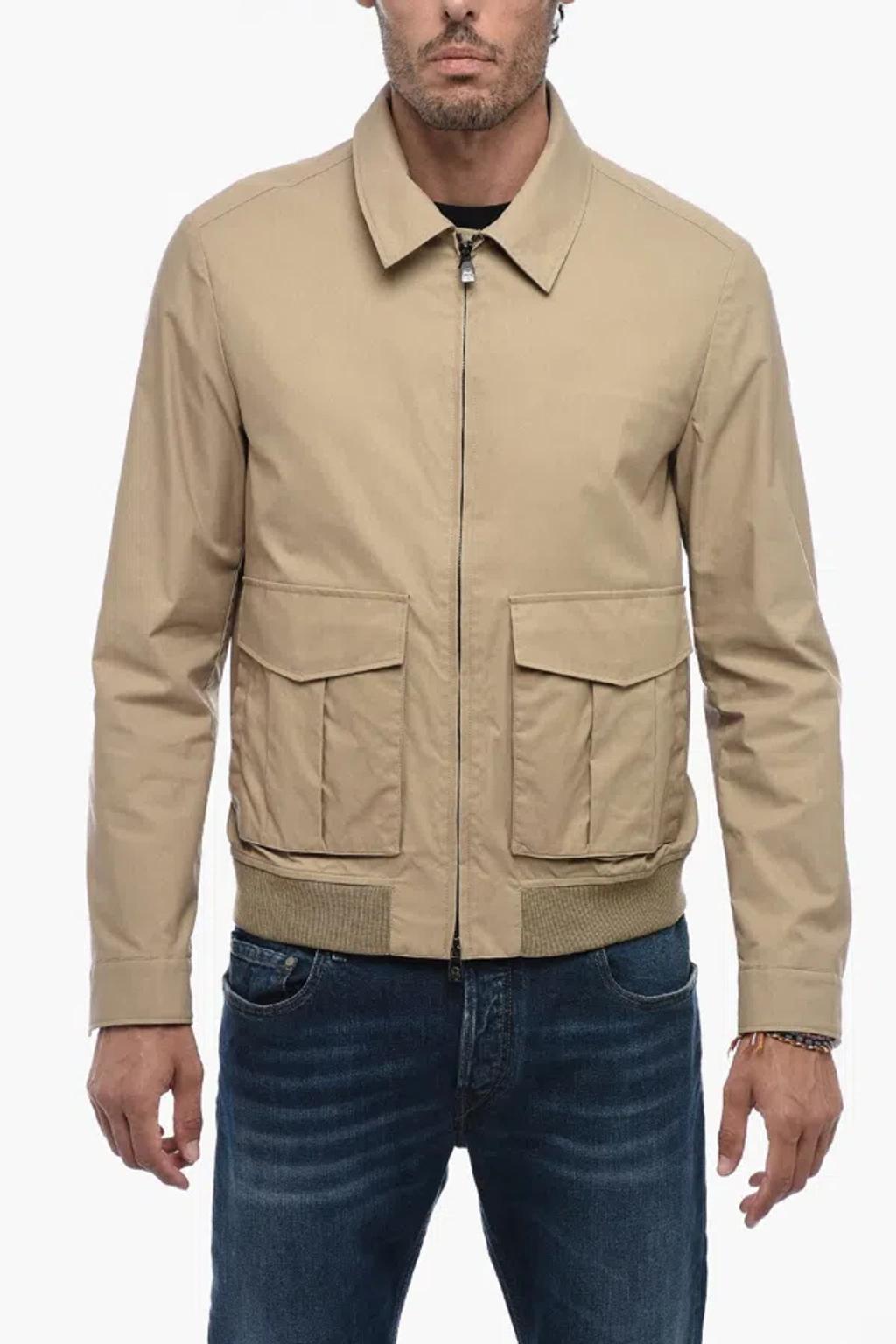 CORNELIANI Zipped Overshirt With Flap Pockets In Beige Product Image