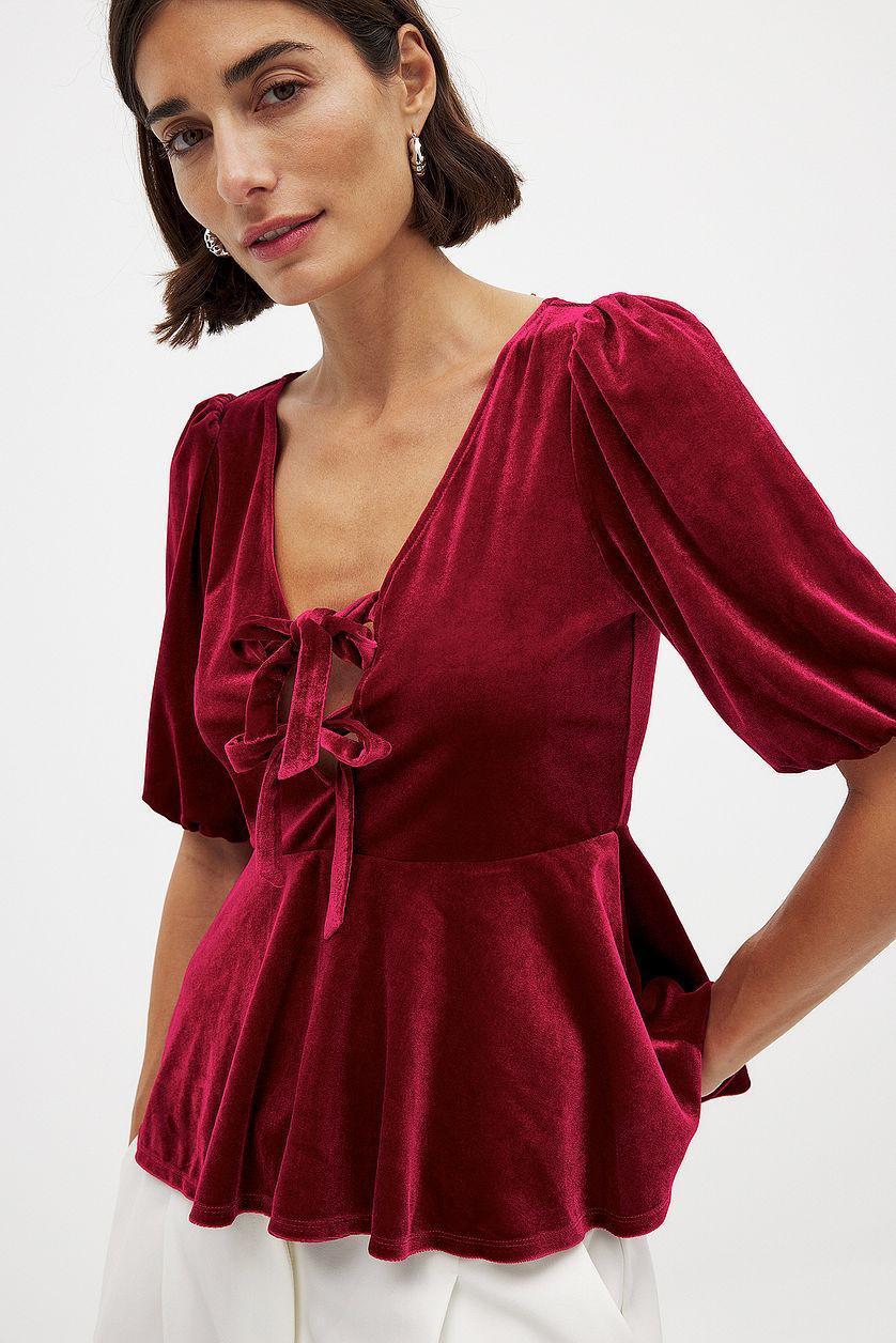 Puff Sleeve Velvet Top Product Image