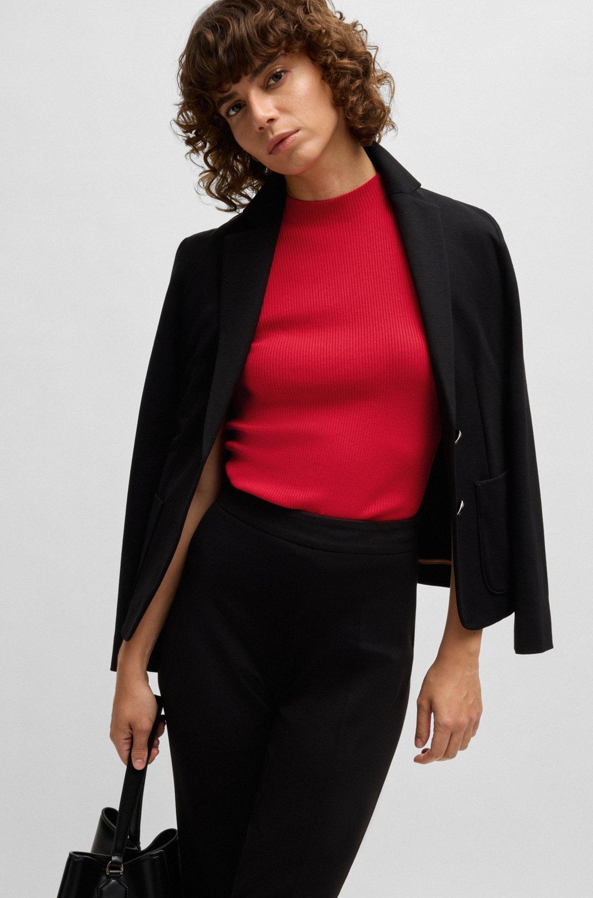 Sleeveless mock-neck top in ribbed fabric Product Image