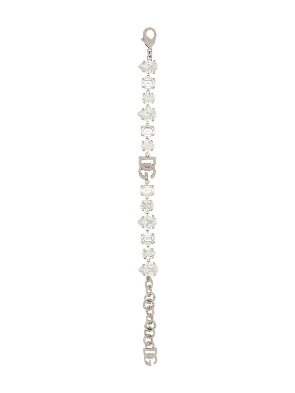 DOLCE & GABBANA Dg-plaque Crystal-embellished Bracelet In Silber Product Image