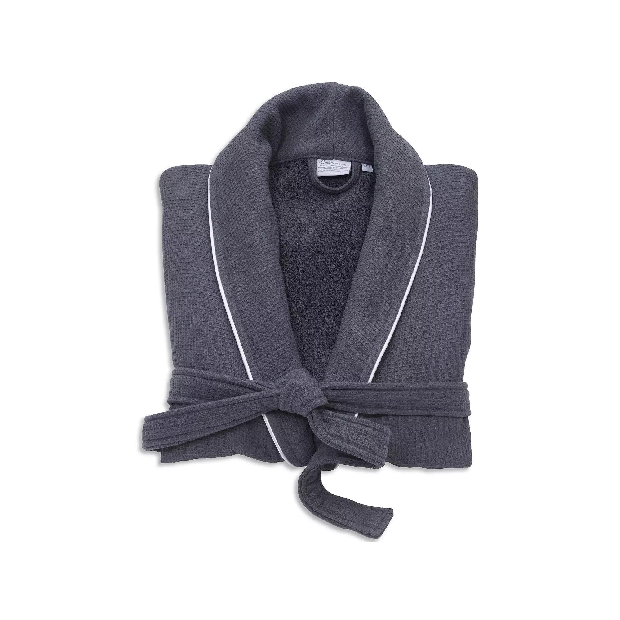 Linum Home Textiles Waffle Terry Bathrobe, Women's, Size: Large/XL, Dark Gray Product Image