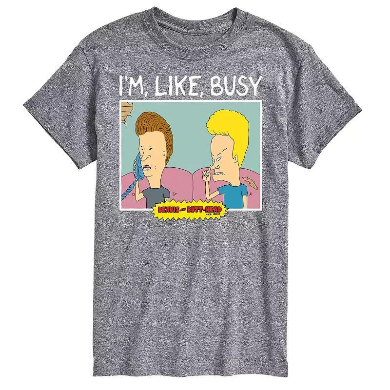 Men's Beavis And Butthead I'm Like Busy Tee, Size: XXL, Gray Product Image