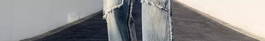 Mid Rise Washed Distressed Wide Leg Jeans Product Image