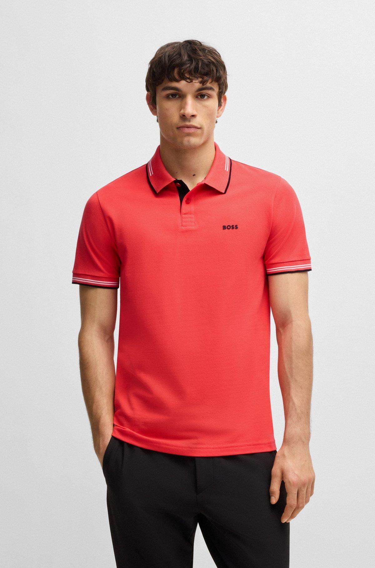 Stretch-cotton slim-fit polo shirt with branding Product Image