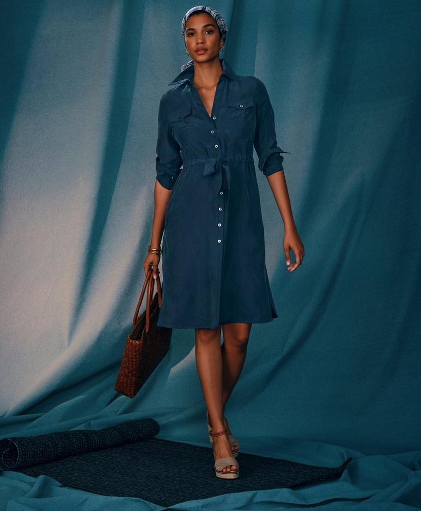 Relaxed Silk Utility Shirt Dress Product Image