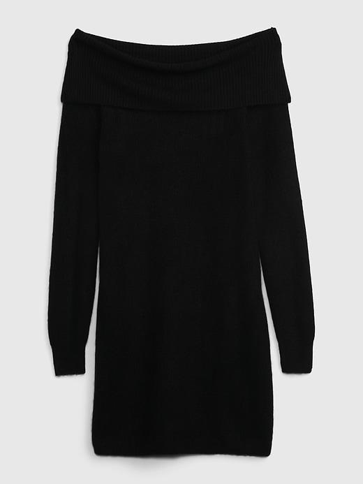 Off-Shoulder Mini Sweater Dress Product Image
