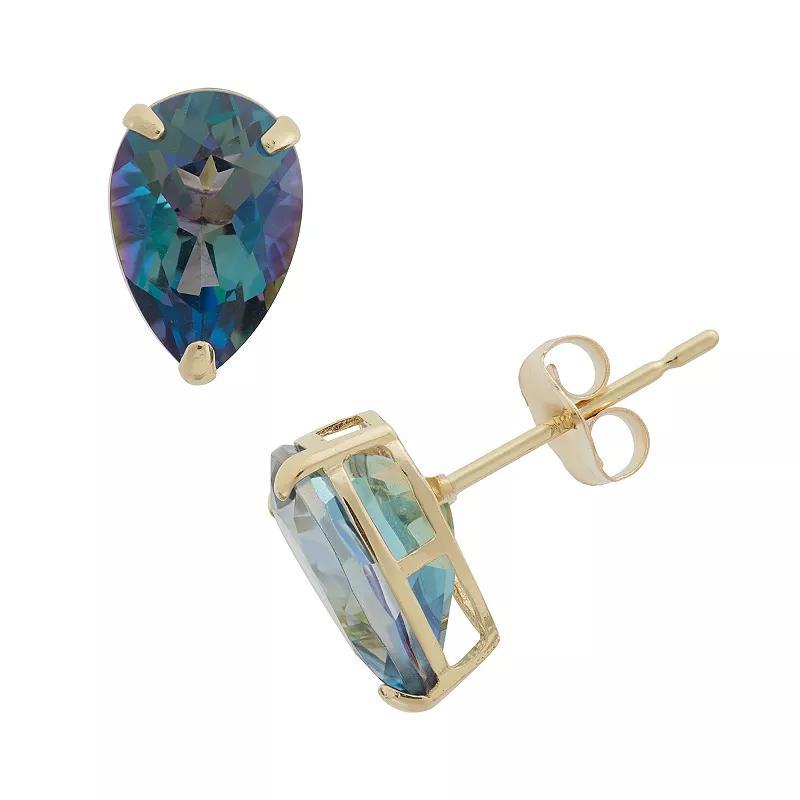 Designs by Gioelli Mystic Topaz 10k Gold Teardrop Stud Earrings, Womens, Blue Product Image