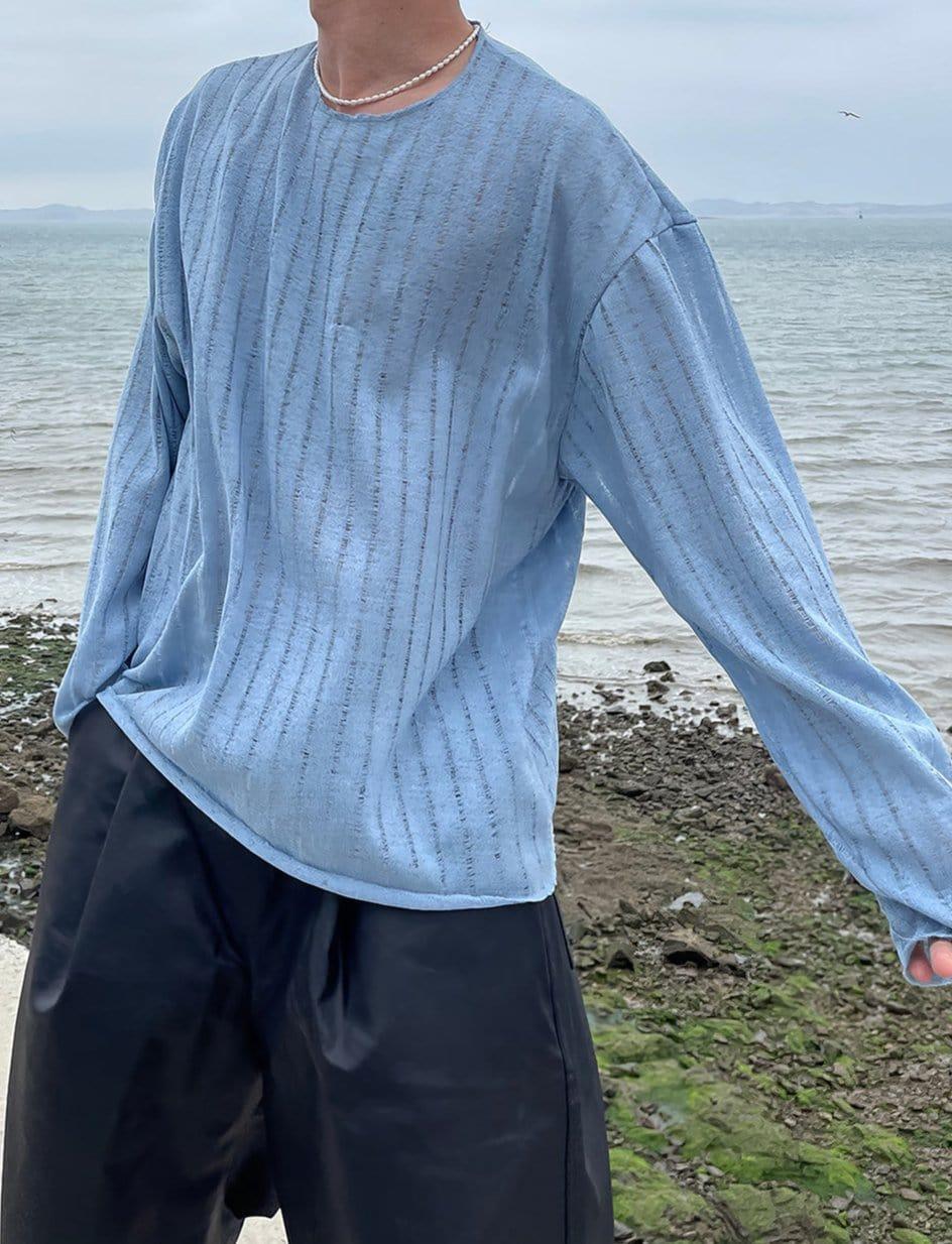 RT No. 11354 BLUE KNIT PULLOVER LONG SLEEVE Product Image