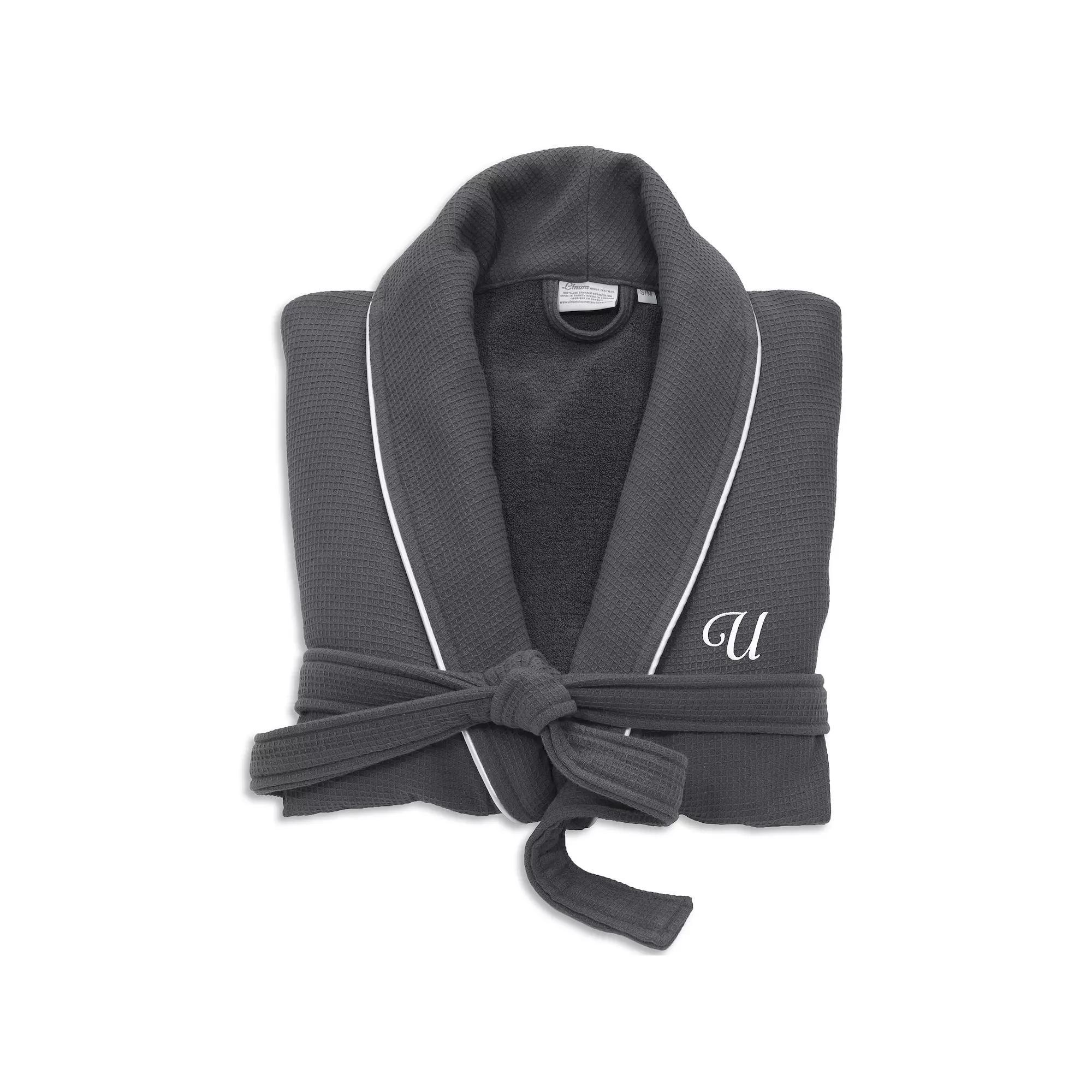 Linum Home Textiles Waffle Terry Bathrobe, Women's, Size: Large/XL, Dark Gray Product Image