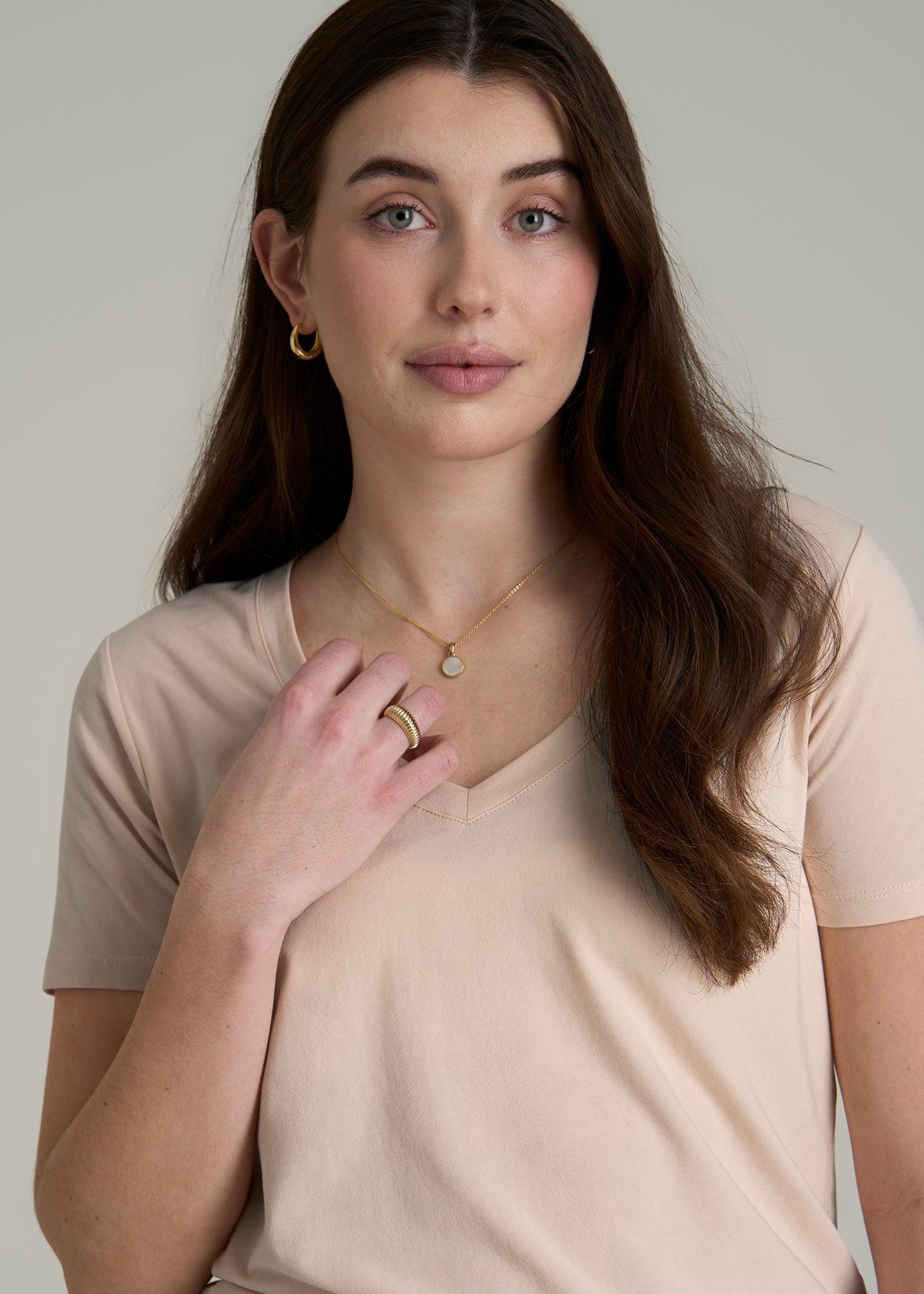 Women's Tall Scoop V-Neck Tee in Shell Product Image