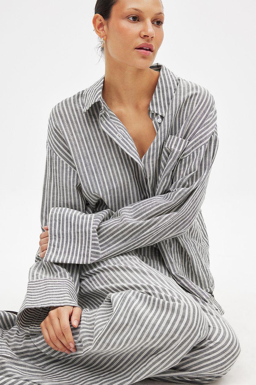 Crochet Insert Stripe Shirt Product Image