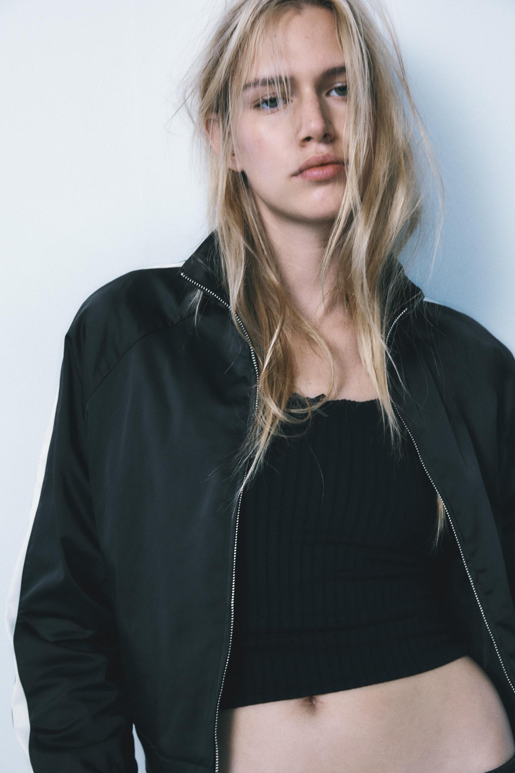 SIDE STRIPE SATIN EFFECT JACKET Product Image