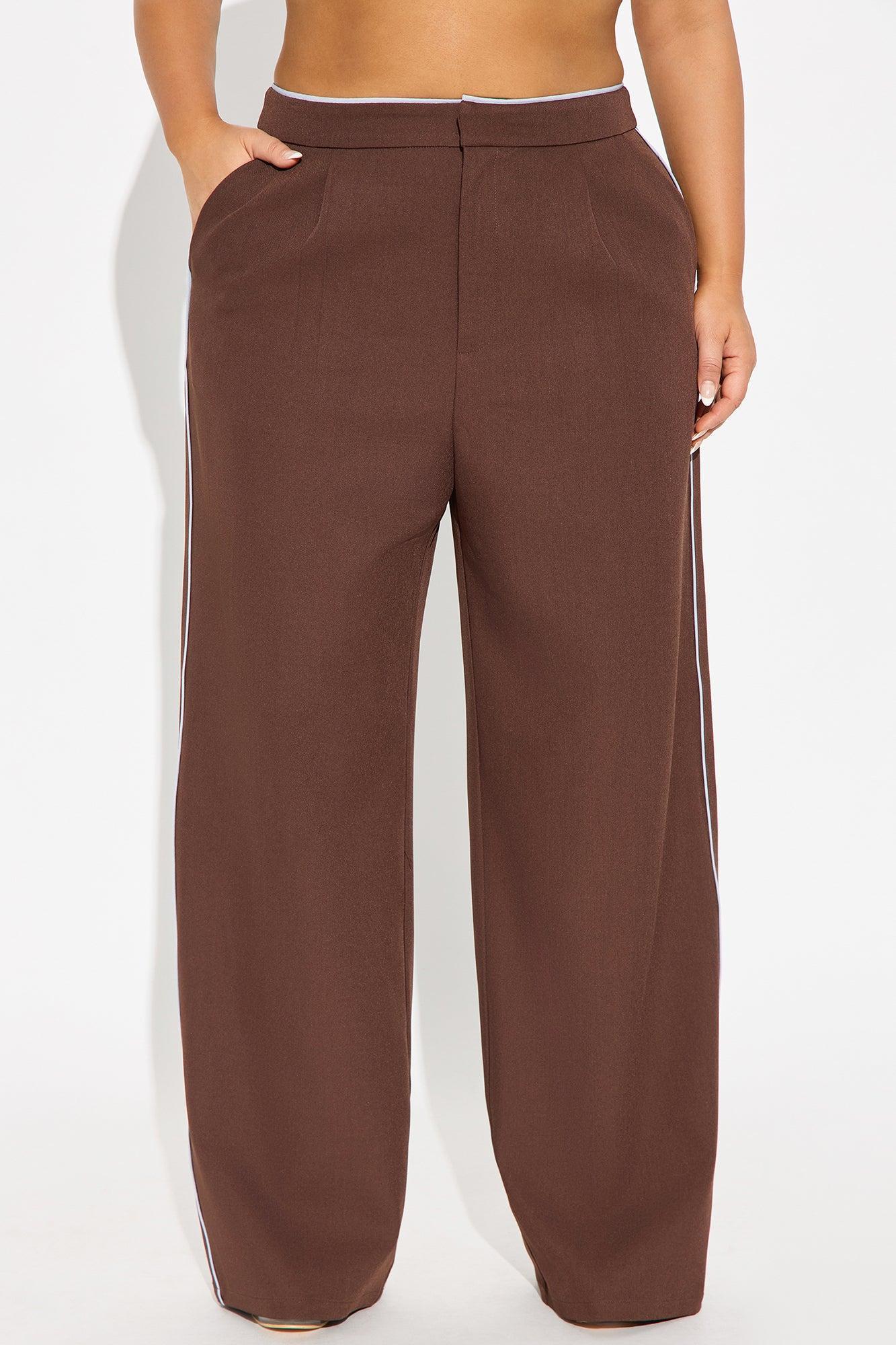 Faye Wide Leg Trouser Pants - Brown/combo Product Image