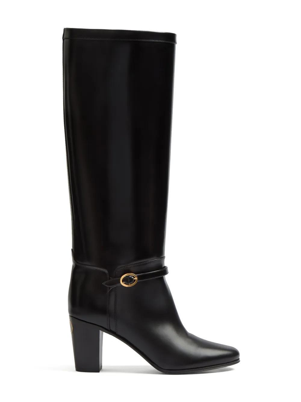 VALENTINO GARAVANI 75mm Pattie Leather Boots In Black Product Image