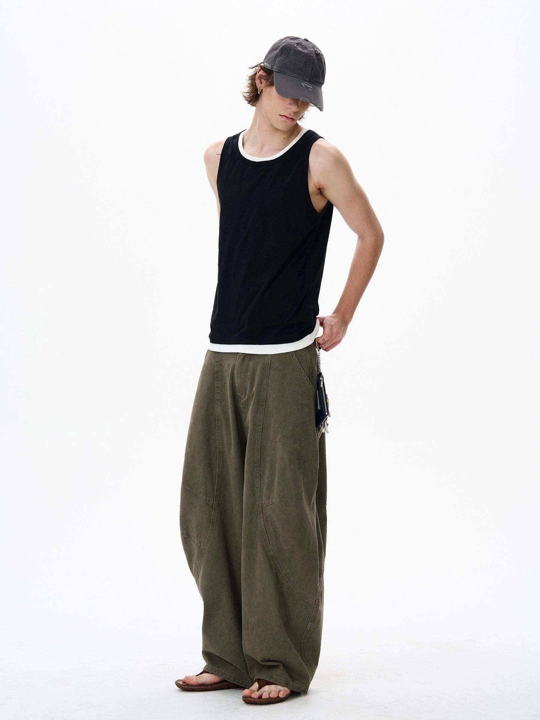 RT No. 18141 RECONSTRUCTED WIDE STRAIGHT PANTS Product Image
