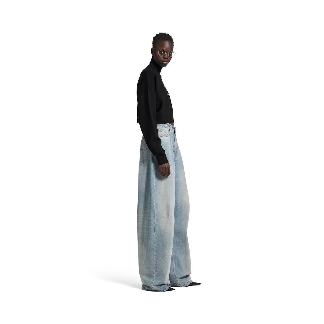 Women's Cropped Highneck in Black/white Product Image