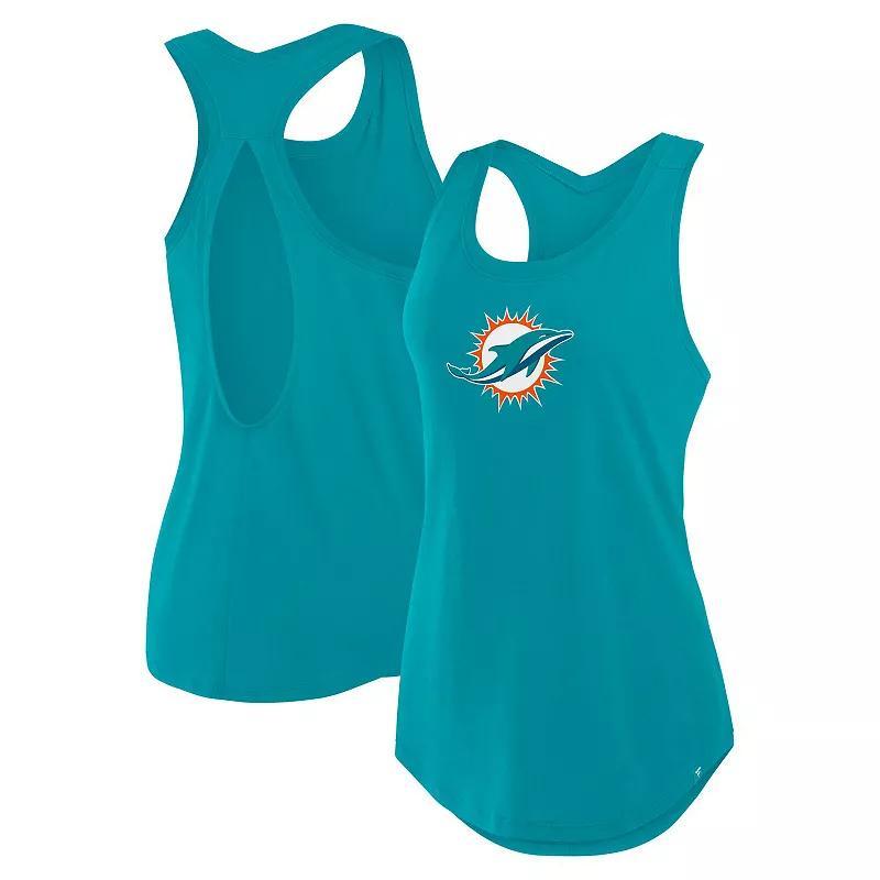 Women's Fanatics Aqua Miami Dolphins Iron Fan Tank Top, Size: 2XL, Turquoise A Product Image