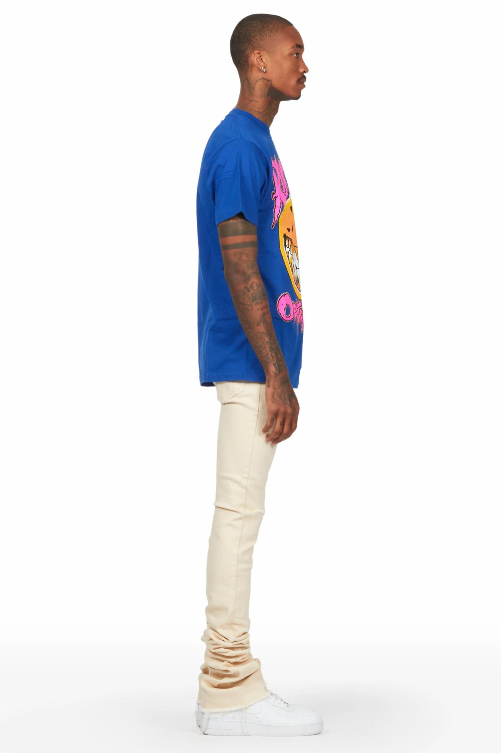 Fraust Royal T-Shirt & Josiah Beige Super Stacked Flare Jean Bundle Male Product Image