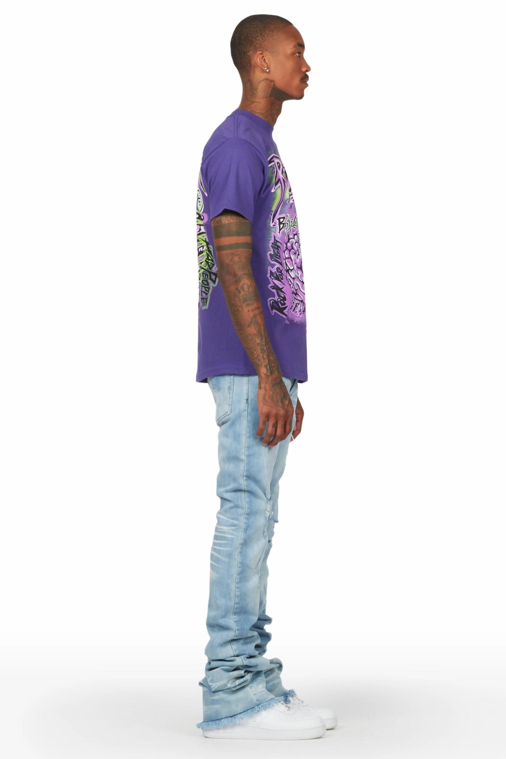 Faby Light Blue Super Stacked Flare Jean Male Product Image