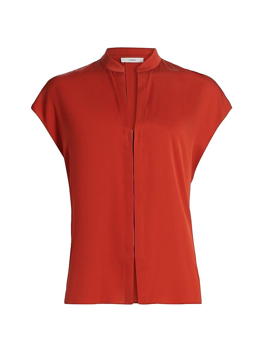 Womens Silk-Blend Cap-Sleeve Blouse Product Image