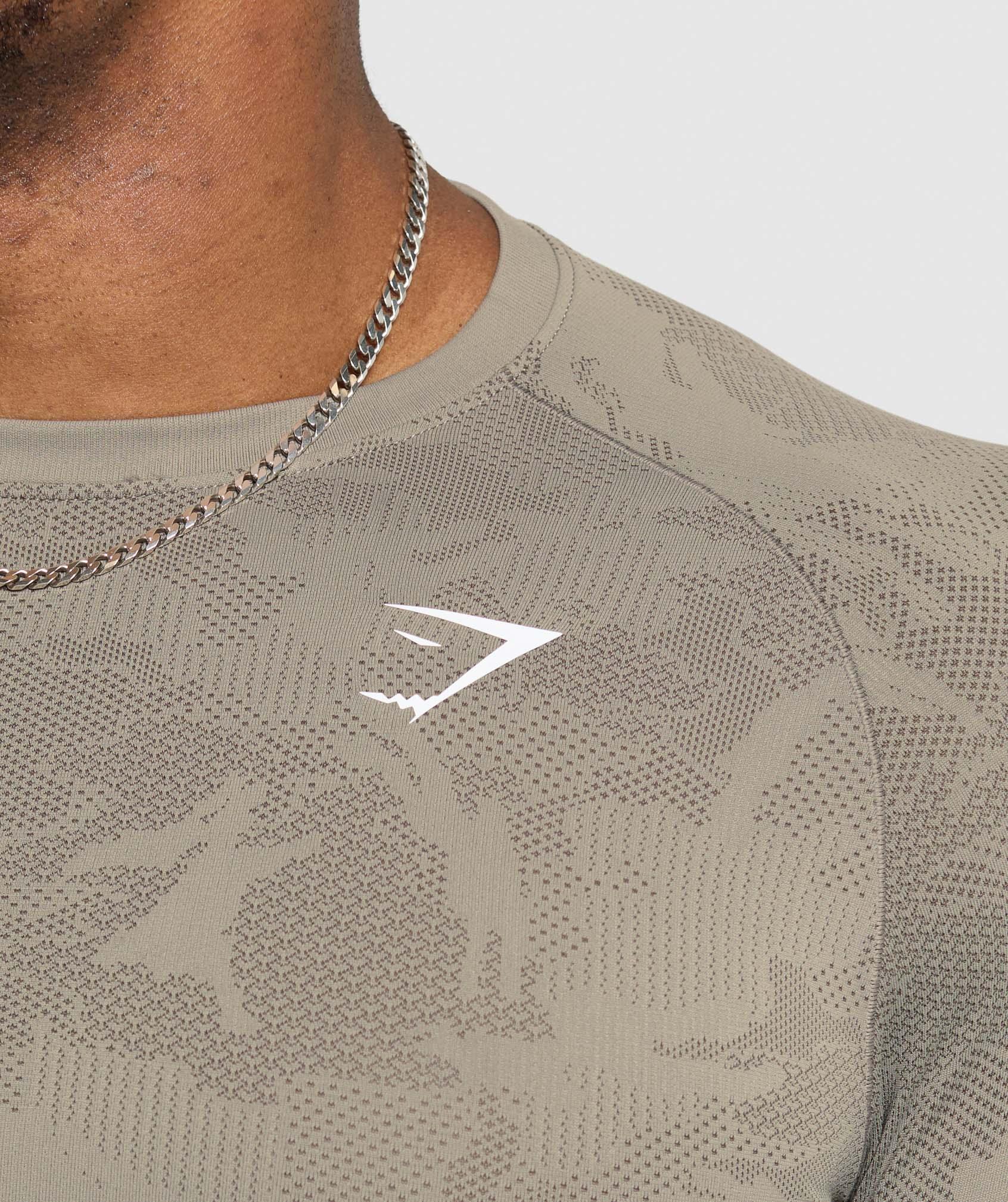 Gymshark Geo Seamless Long Sleeve T-Shirt - Linen Brown/Camo Brown Male Product Image