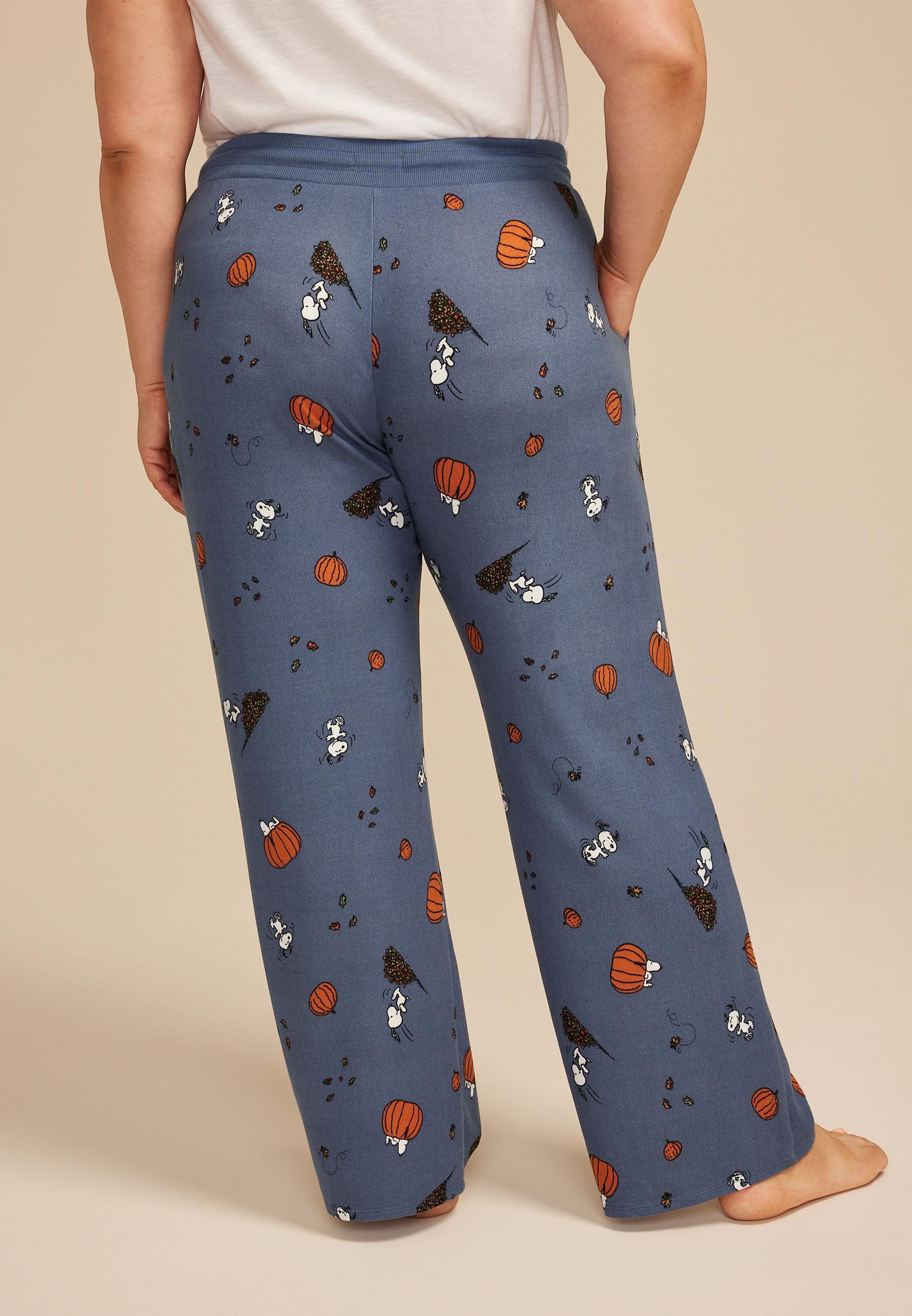 Plus Size Snoopy Fall Wide Leg Pajama Pants Product Image