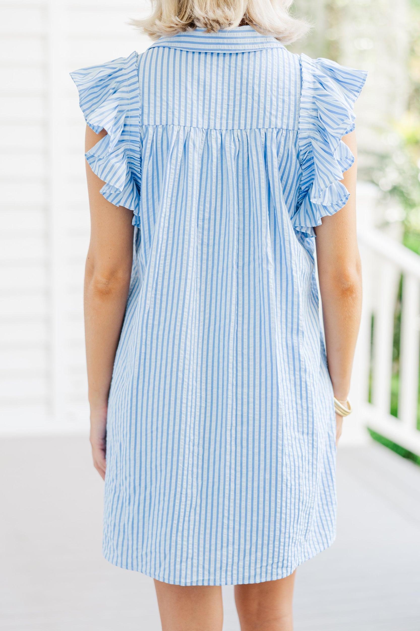On The Case Blue Striped Dress Female Product Image