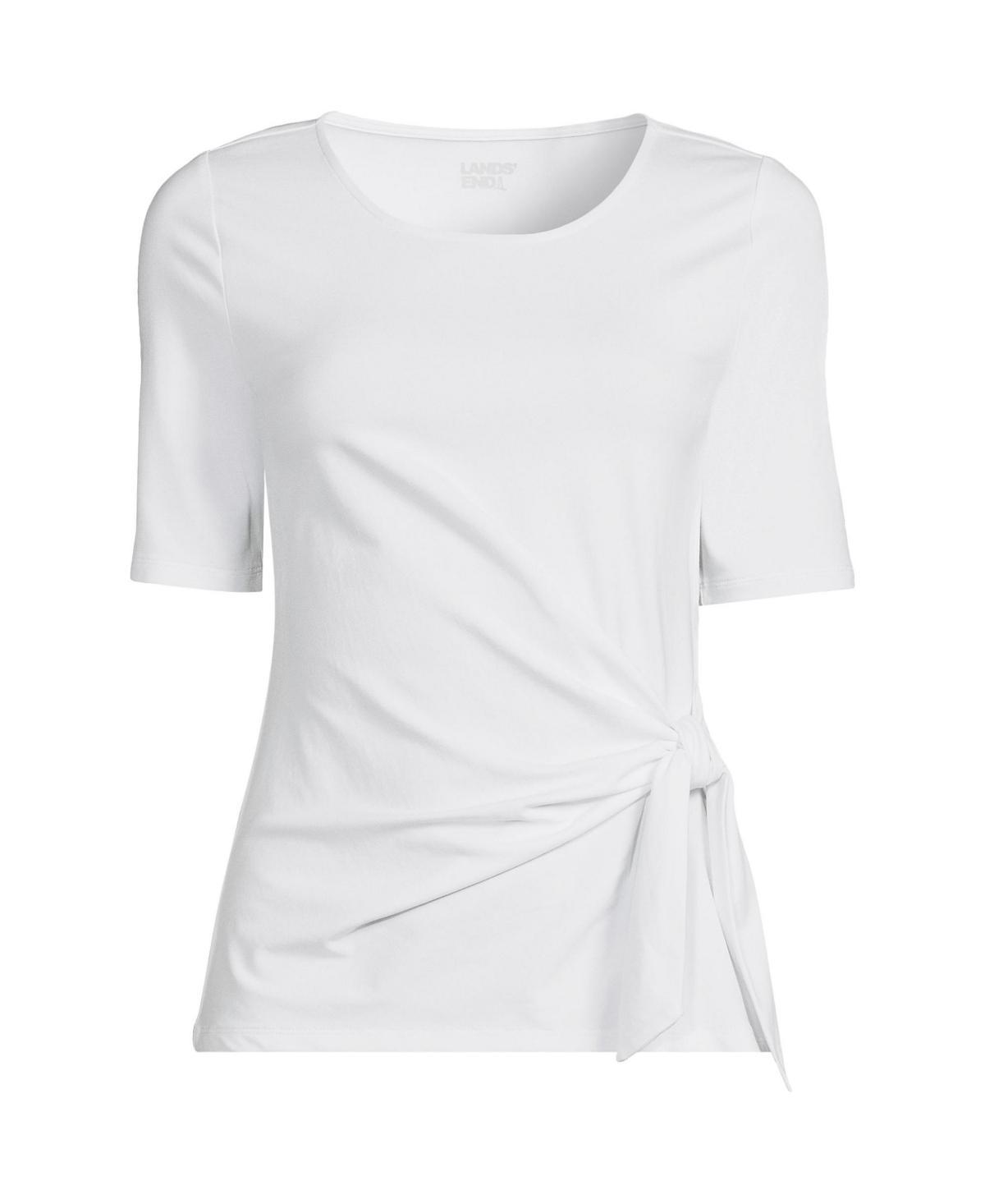 Women's Plus Size Lands' End Lightweight Jersey Tie Front Top, Size: 3XL, Black Product Image