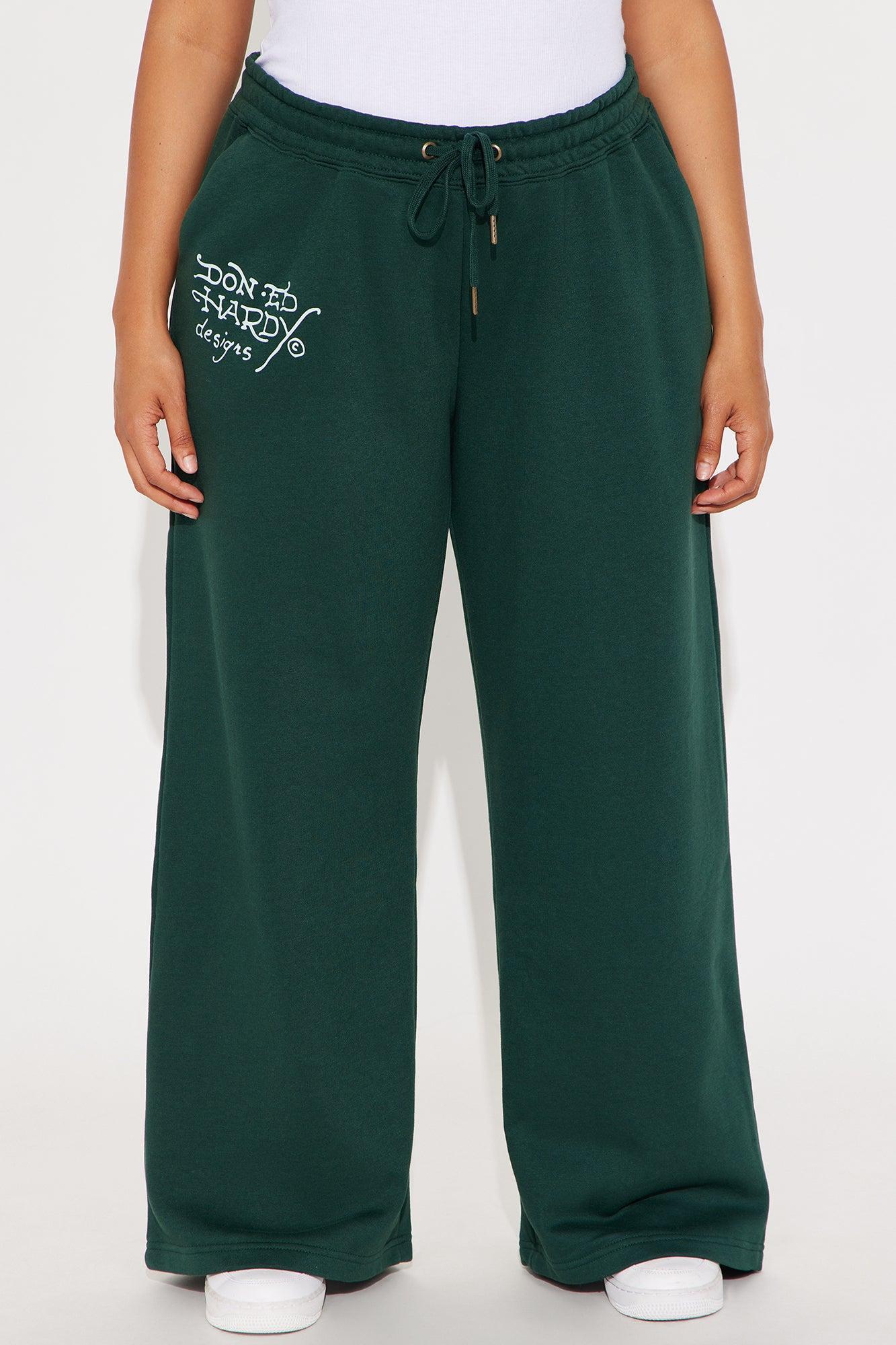 Ed Hardy Twin Flame Wide Leg Pant - Hunter Product Image