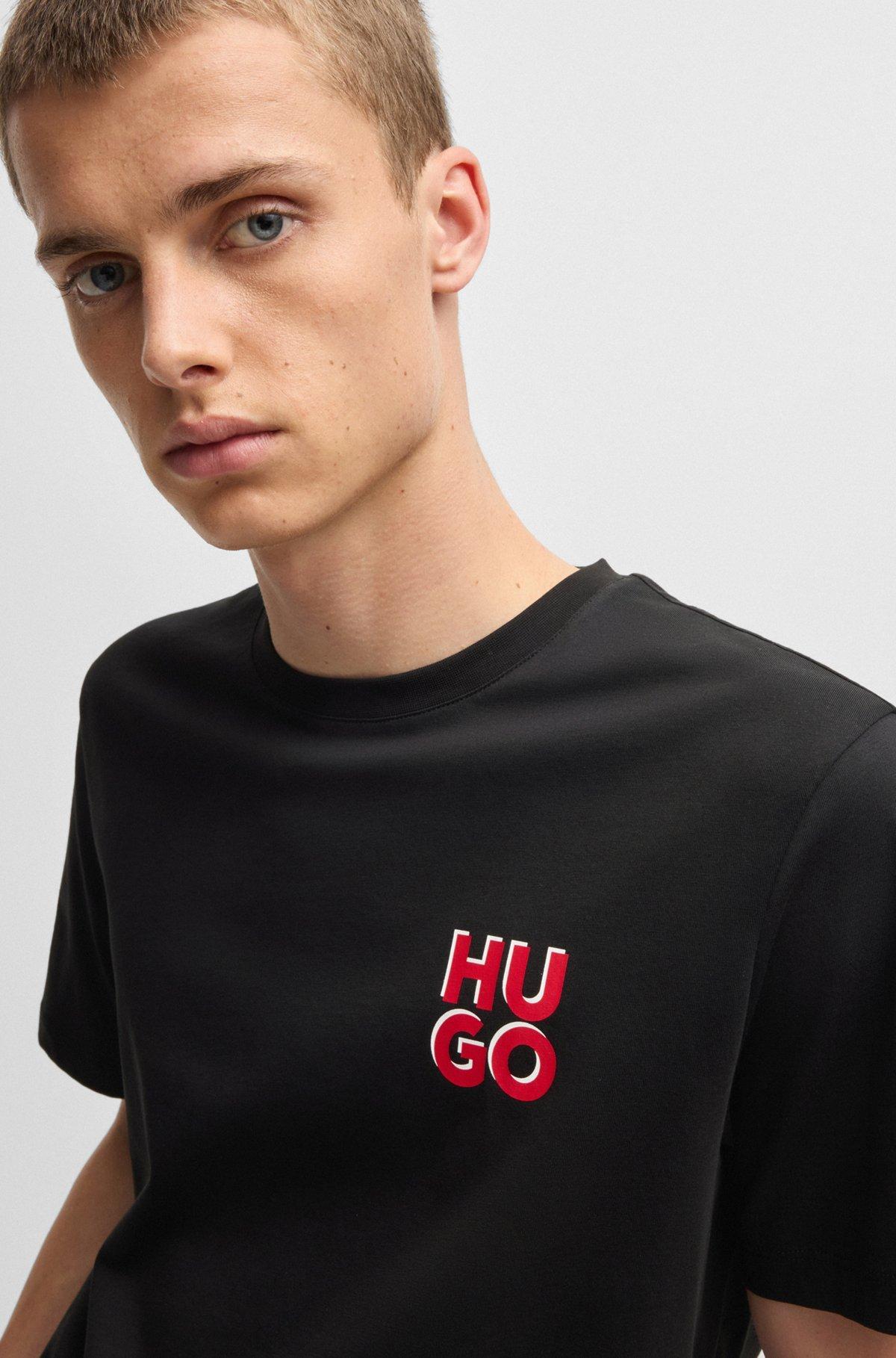Cotton-jersey T-shirt with stacked logo print Product Image