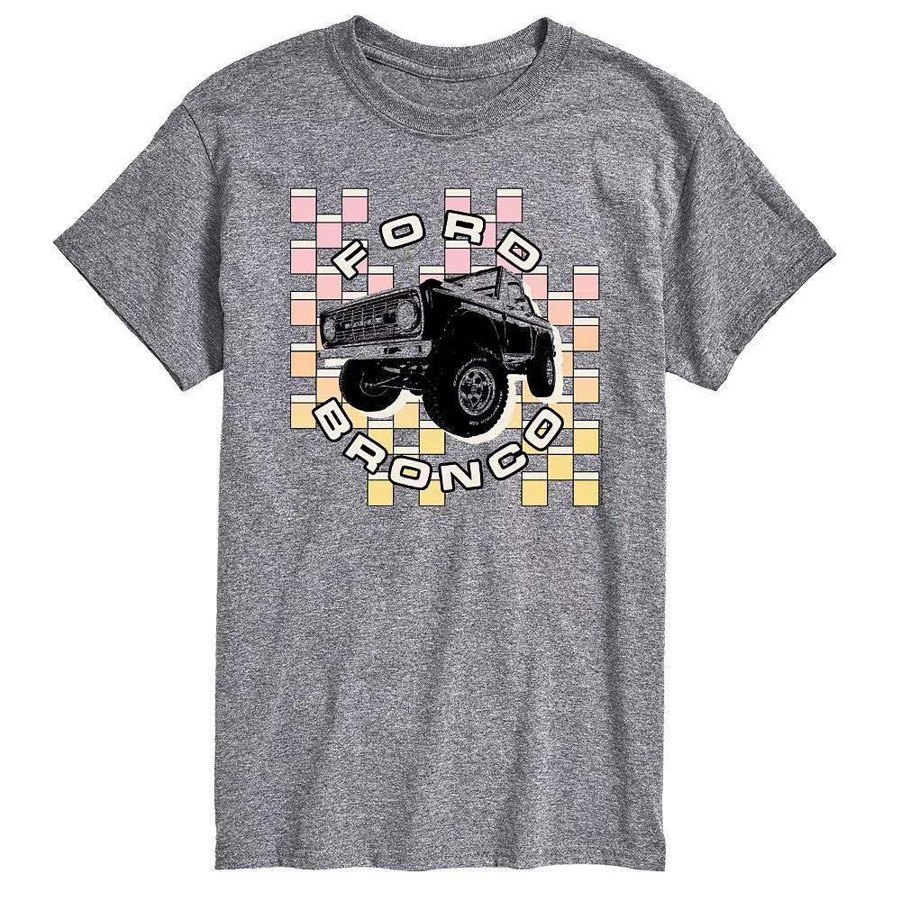 Men's Ford Bronco Checkered Graphic Tee, Size: XL, Grey Gray Product Image