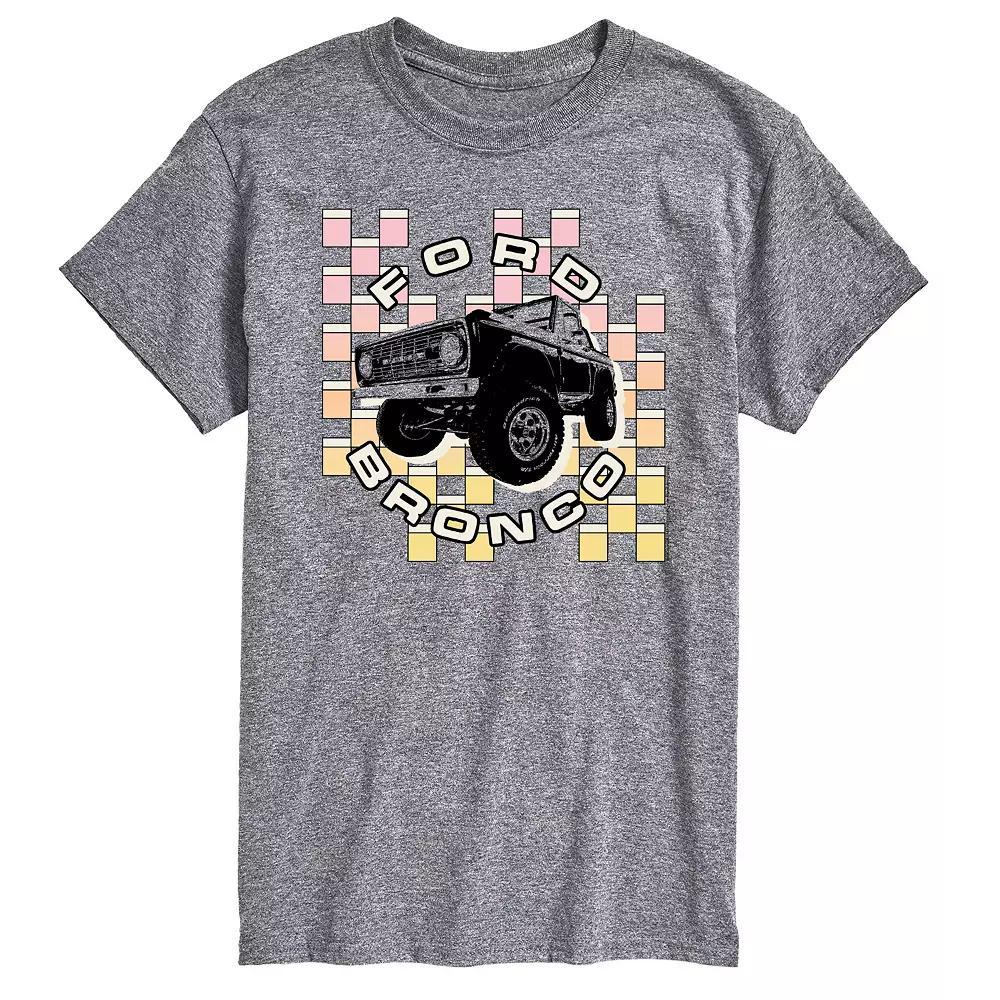 Men's Ford Bronco Checkered Graphic Tee, Size: XL, Grey Gray Product Image