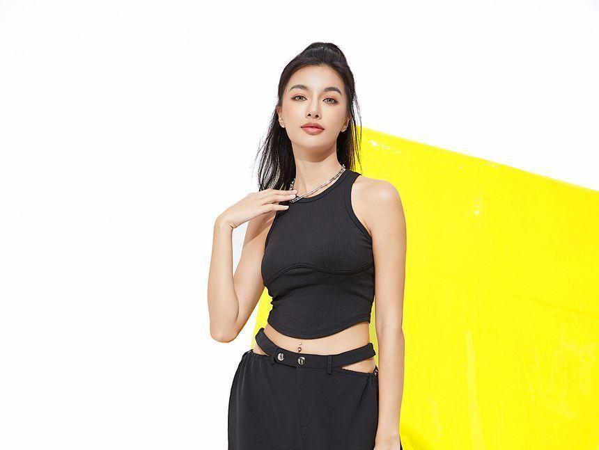Eco-Friendly Low-Waist Strap Detail Cutout Wide-Leg Pants Product Image