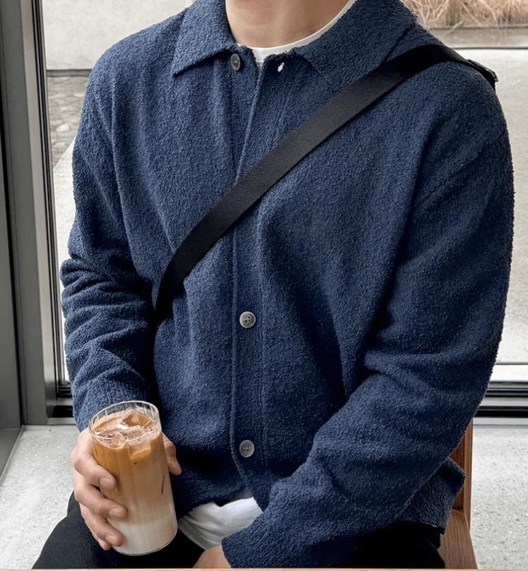 RT No. 11528 KNIT BUTTON-UP POLO SWEATER Product Image