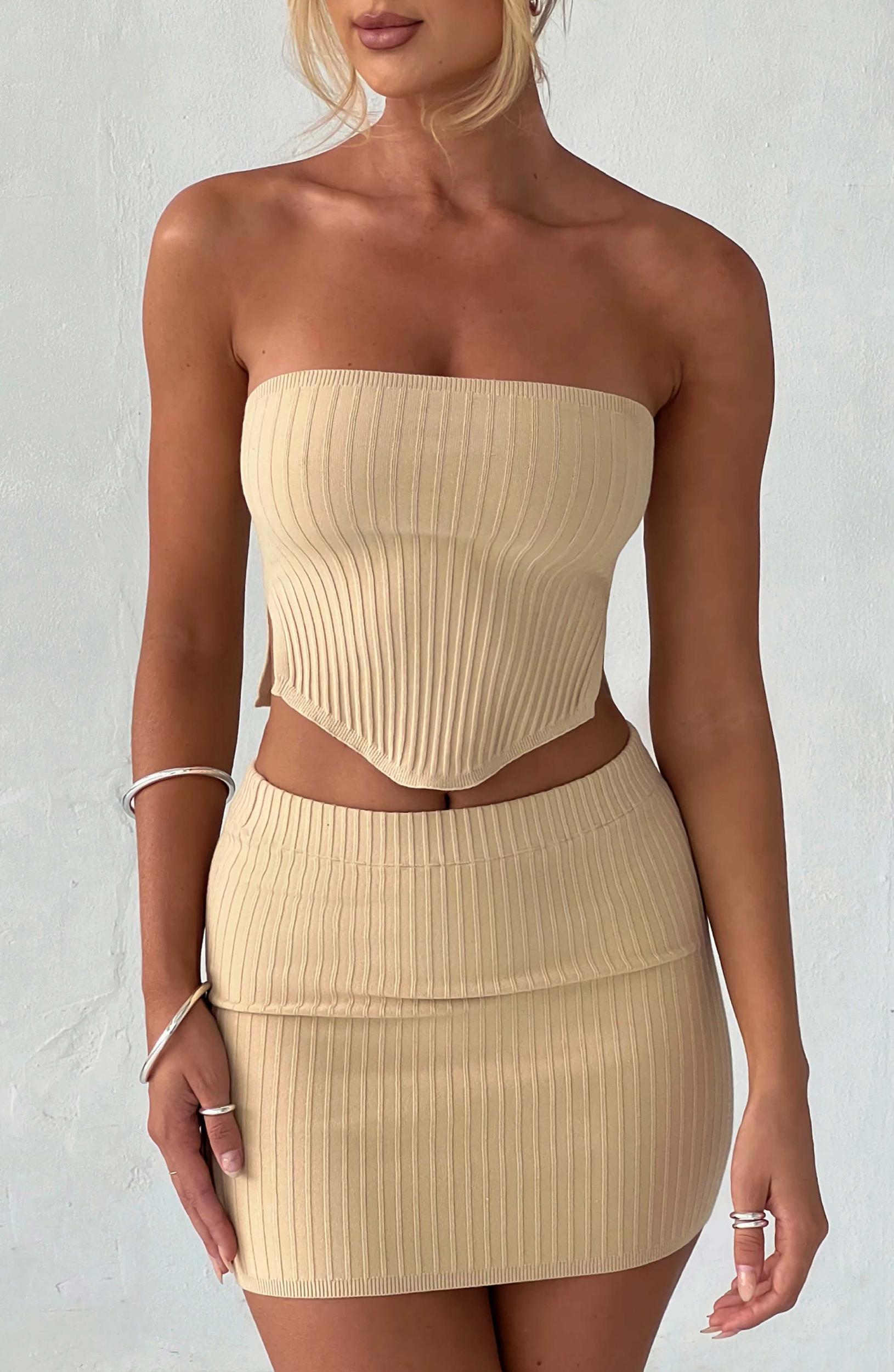 Jaz Mini Skirt - Beige Product Image