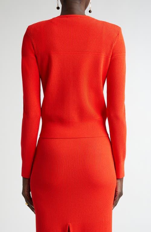 ST JOHN St. John Collection Crewneck Cardigan In Geranium Product Image