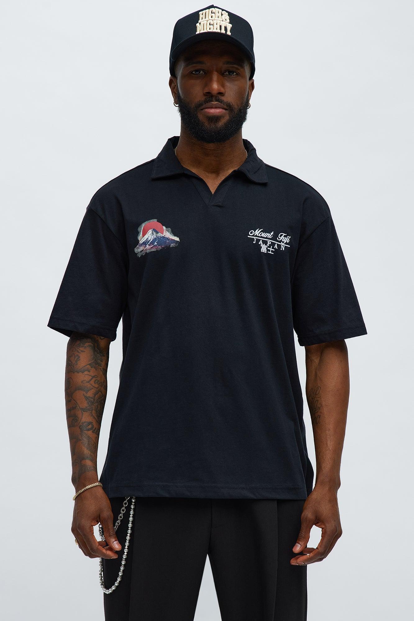 Mount Fuji Johnny Collar Polo Shirt - Black/combo Product Image