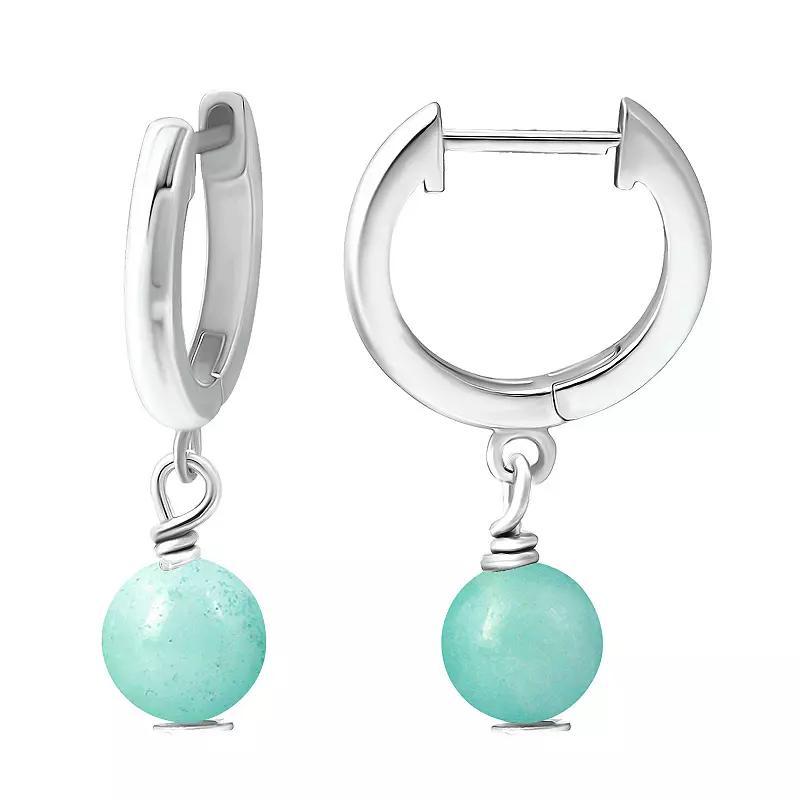 Aleure Precioso Sterling Silver Gemstone Bead Huggie Earrings, Women's, Gold Tone Blue Product Image