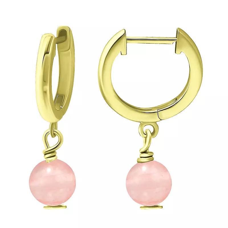 Aleure Precioso Sterling Silver Gemstone Bead Huggie Earrings, Women's, Silver Tone Pink Product Image