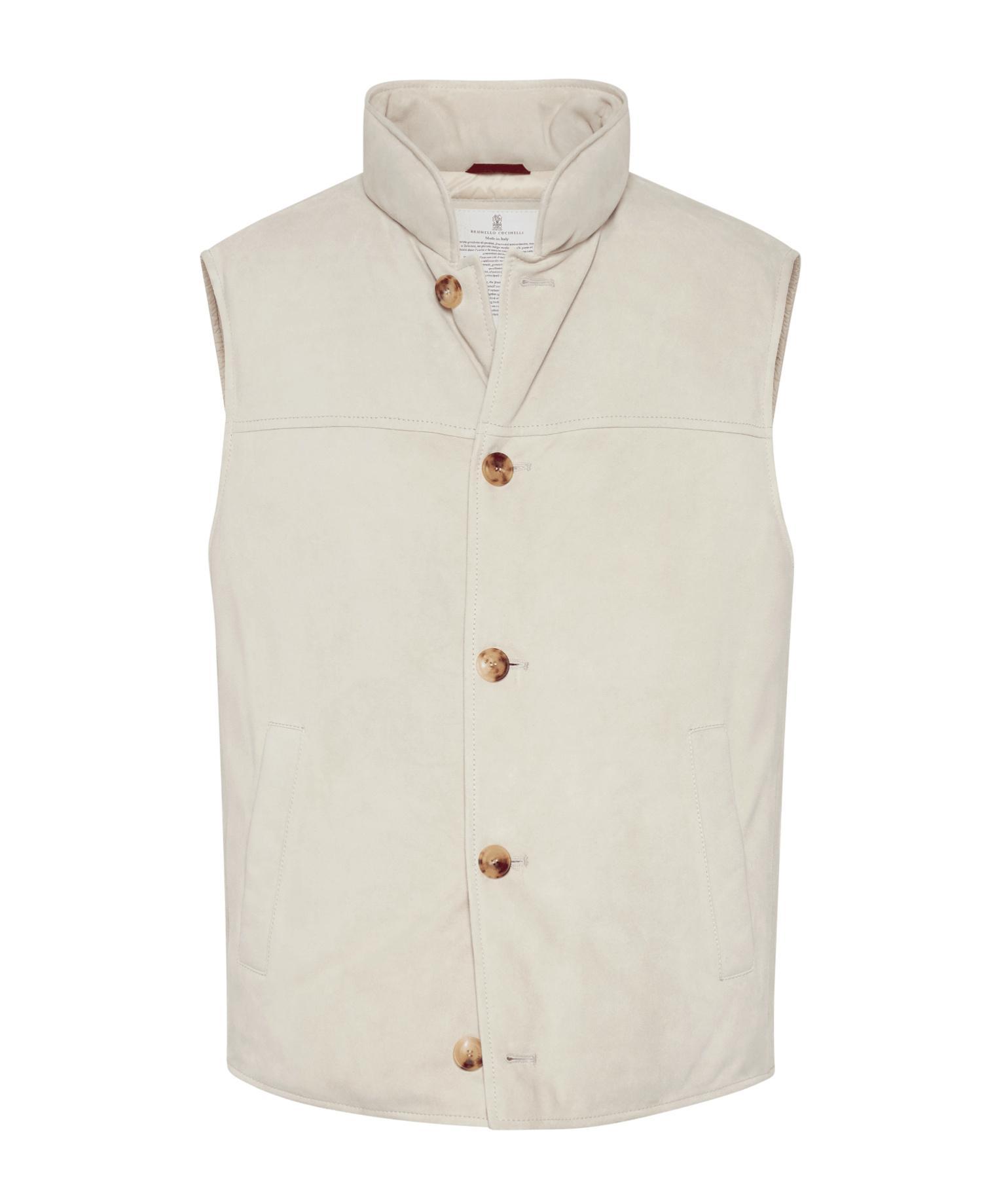 BRUNELLO CUCINELLI Padded Leather Vest In Natural Product Image