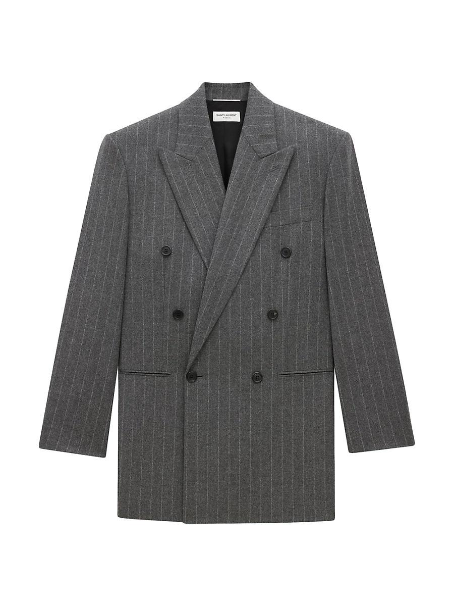 Mens Jacket in Striped Wool and Cashmere Flannel Product Image
