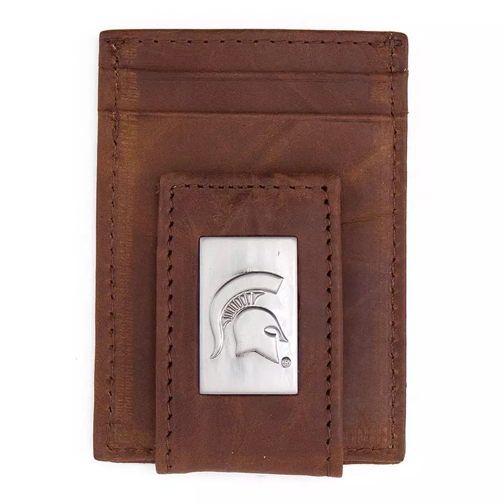 Men's Michigan State Spartans Front-Pocket Wallet Money Clip, Brown Product Image