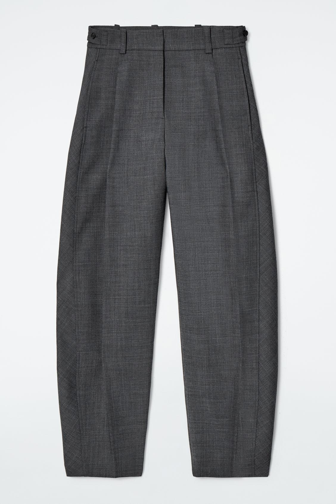 WOOL-BLEND BARREL-LEG PANTS Product Image