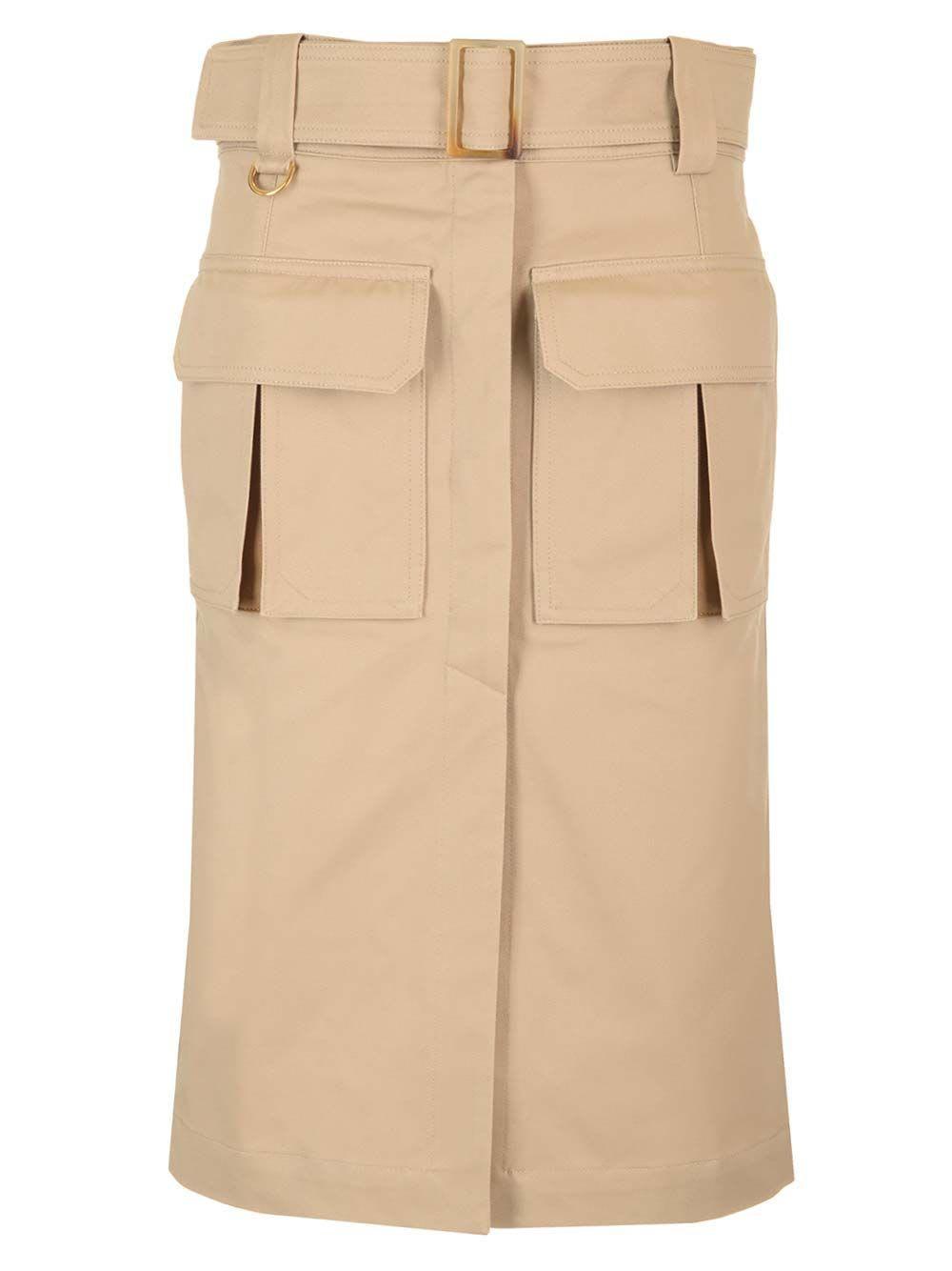 Cotton Gabardine Safari Skirt In Beige Product Image
