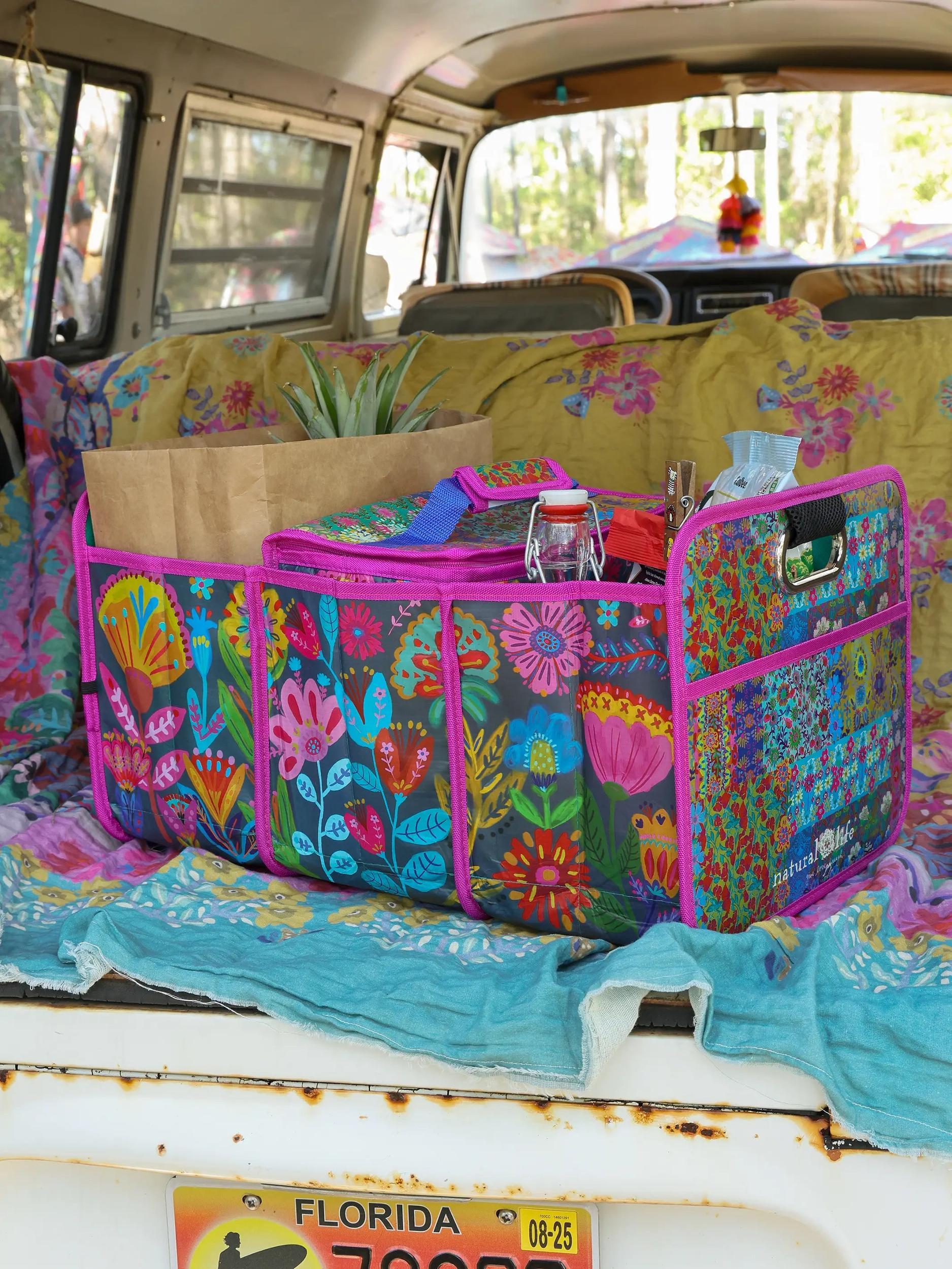 Car Trunk Organizer - Navy Folk Flower Product Image